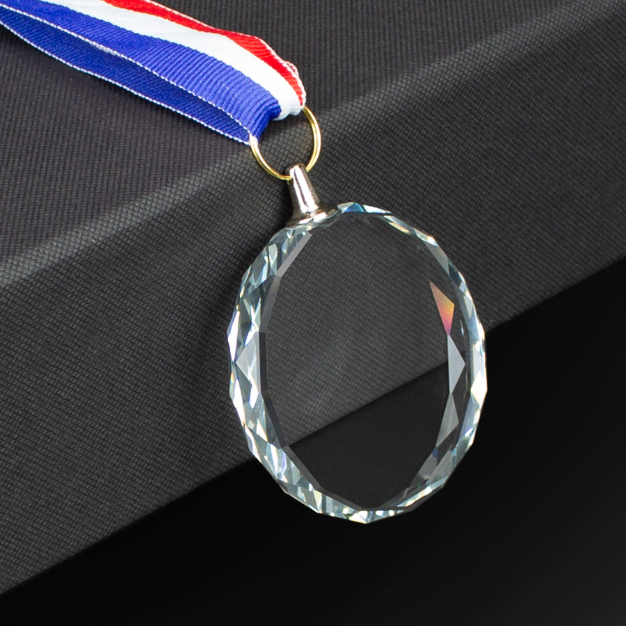 A70 - Medalla Cristal "Diamond" con cinta tricolor