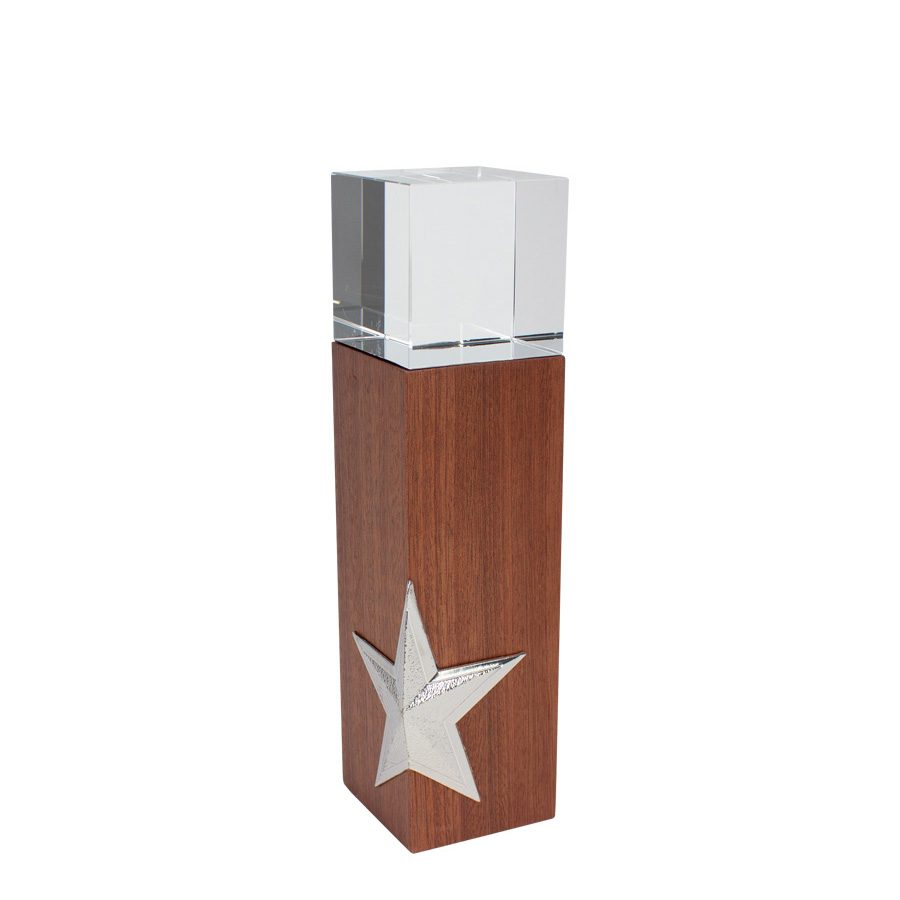 A72 - Trofeo de Madera y Cristal "Silver Star"