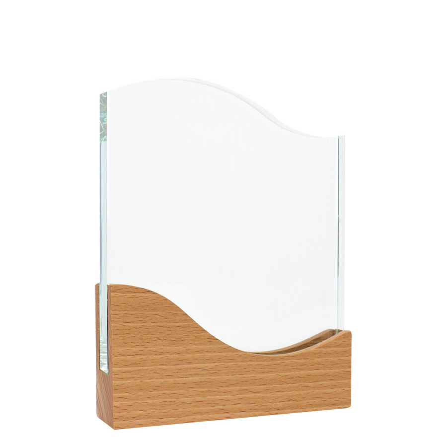 A74 - Trofeo Galvano de Madera y Cristal "Wave"