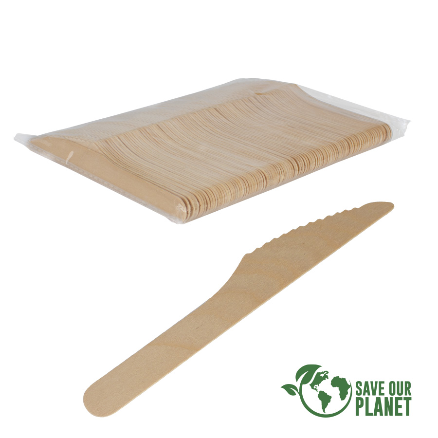 E122 - Bolsa con 100 cuchillos de madera de Abedul