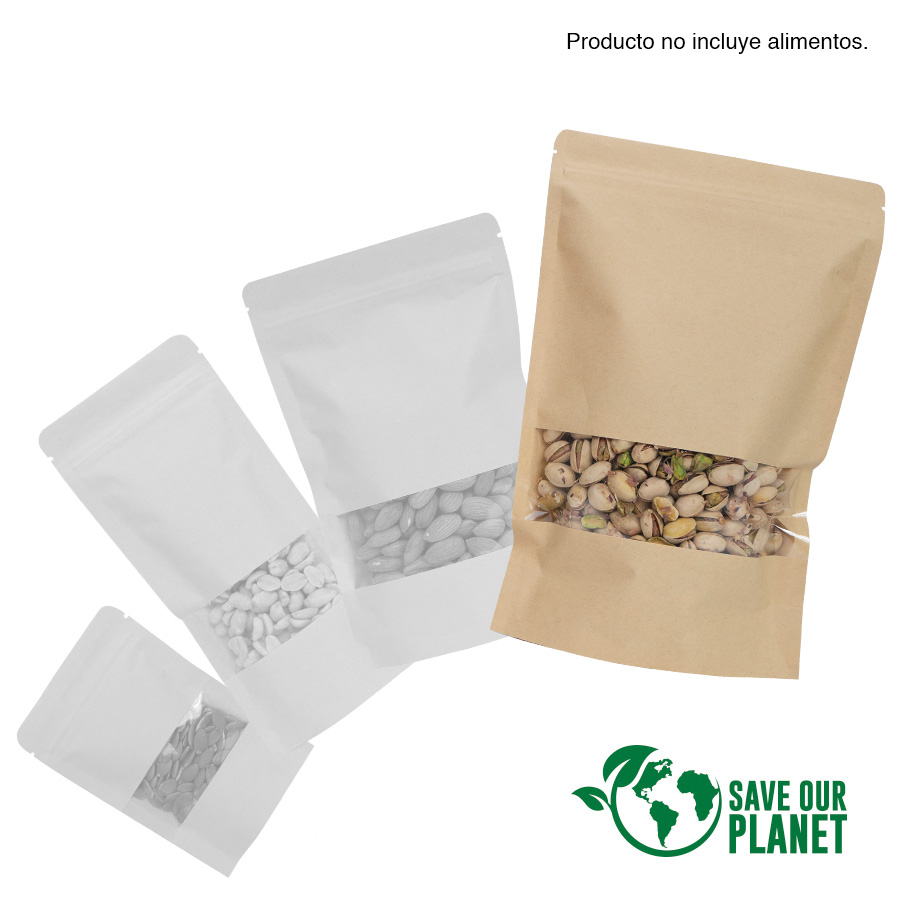 F18 - Bolsa doypack 1500ml de papel kraft, para Alimentos